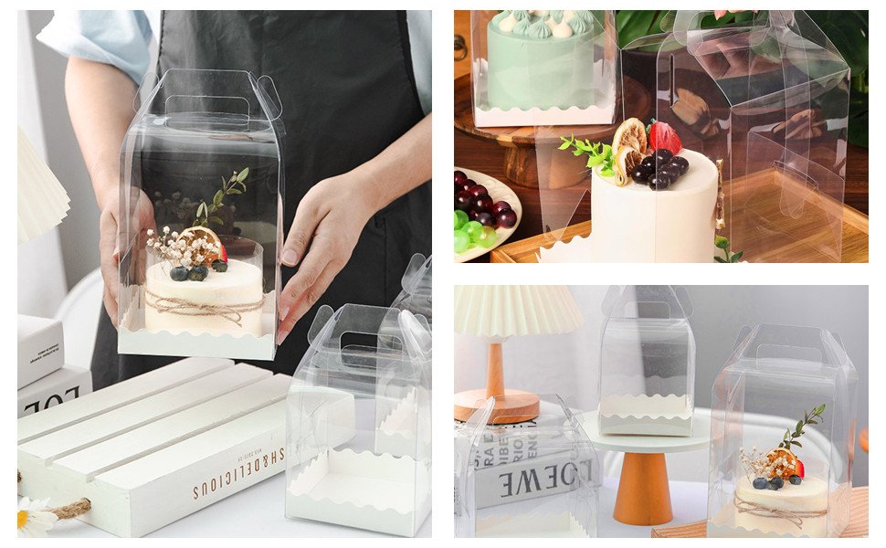 manufacturer direct 10pcs clear cake boxes,5.5x5.5 inch cake transparent gift box plastic cupcake candy display boxes portable single cake containers for wedding birthday parties baby shower favors supplier direct