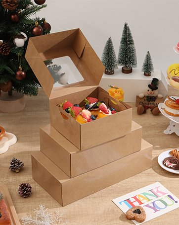 manufacturer direct 25 gold bakery boxes with window 5x5x3.5 inches, dessert boxes to go with window, treat boxes for small bakery, dessert, candy, cookies, pastry, party favors, wedding cake supplier direct