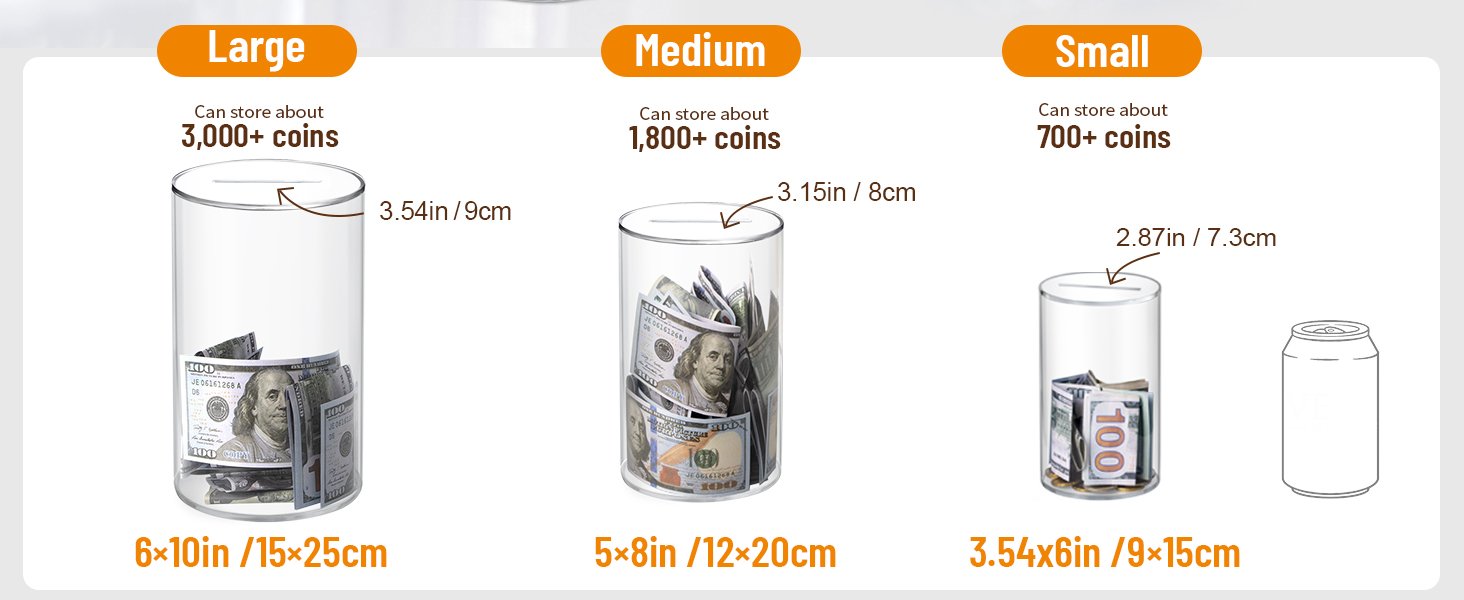 buy in bulk hicocool clear piggy bank, acrylic piggy bank for adults must break to open, clear acrylic piggy bank unopenable for real money boys girls birthday gift (8