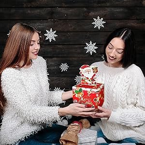 trade price christmas money box for cash gift pull, surprise explosion gift with 60pcs transparent bags for christmas, diy holiday cash box for money holder for women men girls boys mom dad (red) wholesale supplier