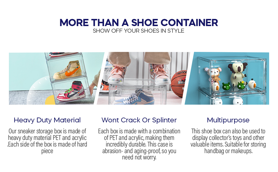 buy in bulk clear shoe boxes with lid –360° clear plastic stackable sneaker storage for sneakerhead. professional grade acrylic shoe display case .purse and hat organizer storage.fits us size 14 2 source from factory