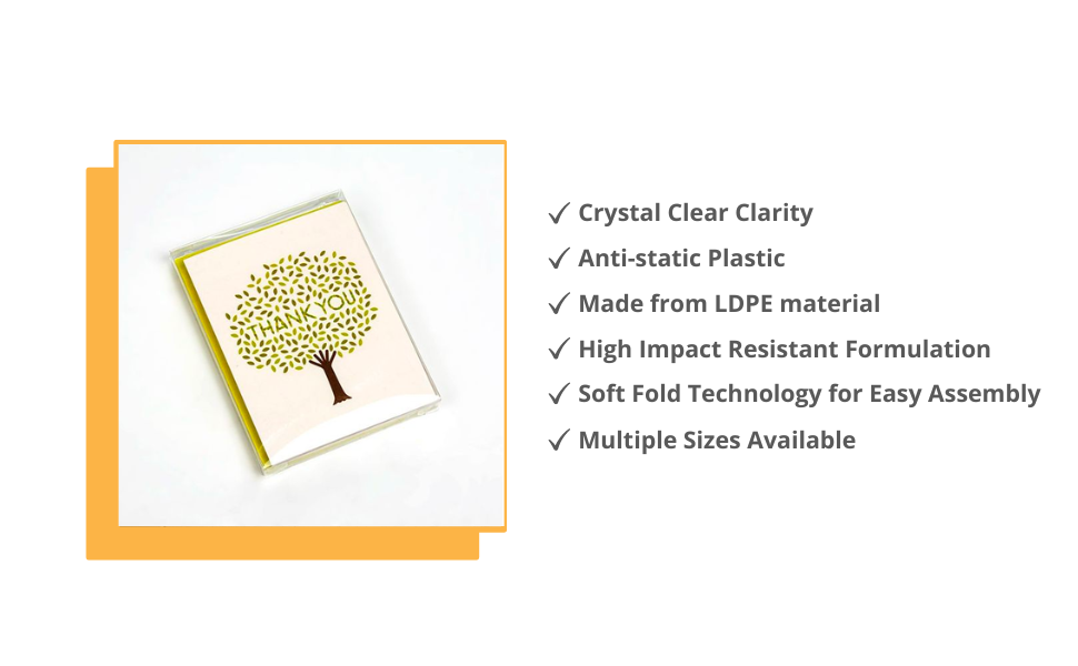 trade price clearbags crystal clear greeting card boxes, 25 pack, box case for cards, envelopes, party favors, treats, photo storage, gift holder, stationery organizer, small business packaging & supplies, fb3 wholesale supplier