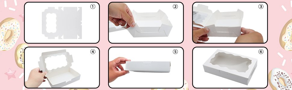 trade price 60 pcs cookie boxes pastry with clear window 7 x 4.3 x 1.5 inch kraft bakery treat premium gift box container for dessert, donuts, pie, candy, cupcakes, muffins, macaroon (white) wholesale supplier