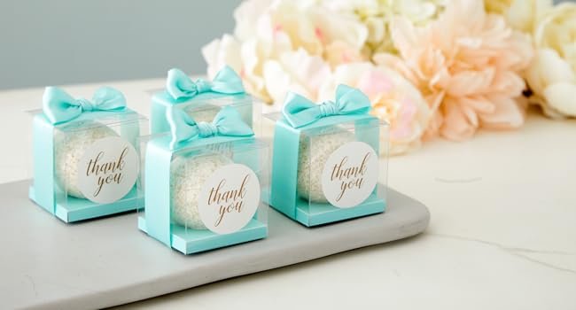 manufacturer direct juvale 100-pack clear gift boxes - 2x2x2 in square plastic transparent favor boxes for wedding, baby shower, birthday party supplier direct