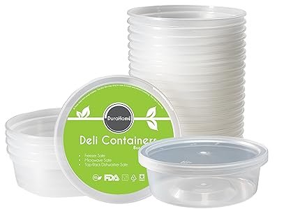 direct bulk orders durahome - deli containers with lids 8 oz. leakproof - 40 pack plastic microwavable clear food storage container/slime premium heavy-duty quality, freezer & dishwasher safe low-cost wholesale